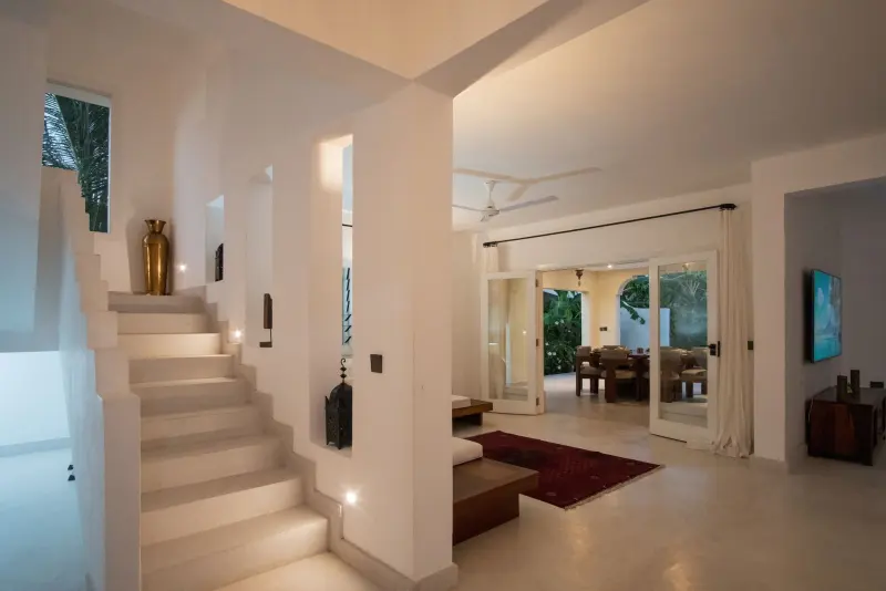 The staircase and the bright living space