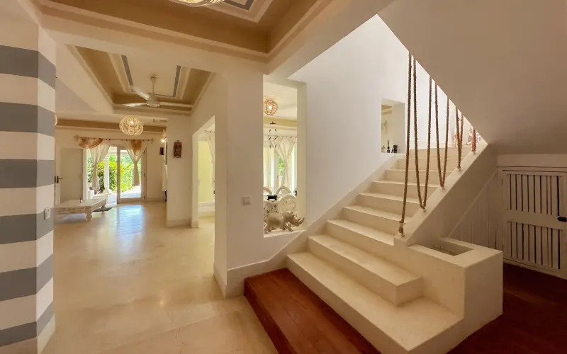 The marble staircase in the entrance hall